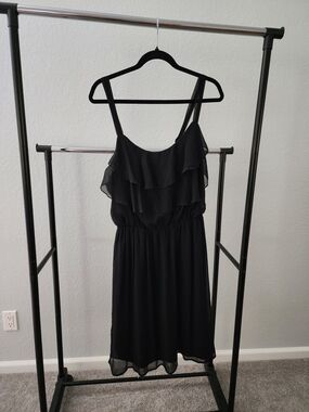 Faded Glory Black Ruffle Midi Dress